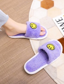 Fashion Purple Smiley Face Plush Warm Indoor Non-slip Slippers