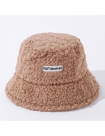 Fashion Khaki Lamb Wool Letter Mark Fisherman Hat
