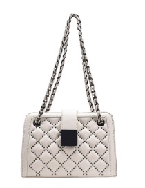 Fashion White Studded Diamond Chain Shoulder Messenger Bag