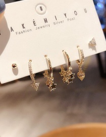 Fashion Golden Micro-set Zircon Star Tassel Earrings Set