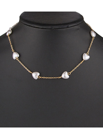 Fashion White Metal Love Pearl Necklace