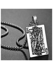 Fashion Silver Alloy Playing Card Square Necklace