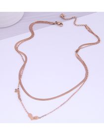 Fashion Rose Gold Titanium Steel Snake Bone Chain Love Double Necklace