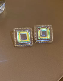 Fashion Square Transparent Color Light Geometric Stud Earrings
