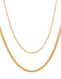 Fashion Gold Titanium Snake Bone Double Layer Necklace