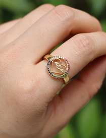 Fashion 2# Copper-inlaid Zirconium Mom Love Ring