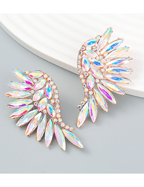 Fashion Ab Color Alloy Diamond Geometric Wing Stud Earrings
