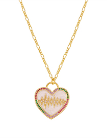 Fashion Golden Heart Bronze Diamond Drip Oil Love Necklace