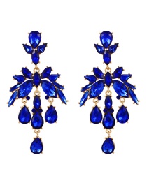 Fashion Navy Blue Alloy Diamond Water Drop Geometric Stud Earrings