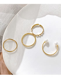 Fashion 3# Alloy Geometric Beaded Threaded Ring Set