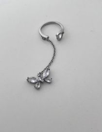 Fashion Butterfly Ear Clip (can Be Used As Ring) Geometric Diamond Butterfly Tassel Ear Cuff