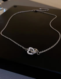 Fashion Silver Color Titanium Diamond Heart Necklace