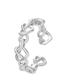 Fashion White K7187 Solid Copper Geometric Chain Ring