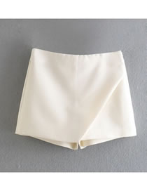 Fashion Creamy-white Solid Color Asymmetric Culottes