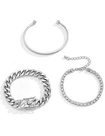 Fashion Silver Alloy Diamond Claw Chain Lobster Clasp Bracelet Set