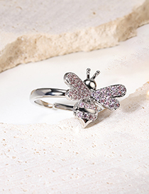 Fashion Silver 4 Bronze Zirconium Butterfly Open Ring