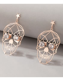 Fashion Rose Gold Alloy Diamond Skull Stud Earrings