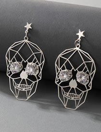 Fashion Silver Alloy Diamond Skull Stud Earrings