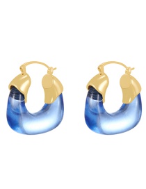 Fashion Royal Blue Geometric Crystal Copper Earrings