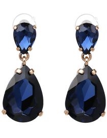 Fashion Blue Alloy Set Water Drop Diamond Earrings