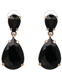 Fashion Black Alloy Set Water Drop Diamond Earrings