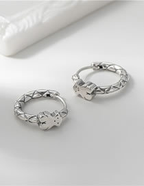 Fashion Silver Sterling Silver Geometric Bear Circle Earrings
