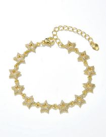 Fashion Gold Bronze Zirconium Openwork Star Bracelet