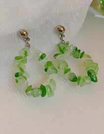 Fashion Earrings--green Gravel Beaded Oval Stud Earrings