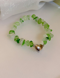 Fashion Bracelet--green Gravel Beaded Magnetic Love Bracelet
