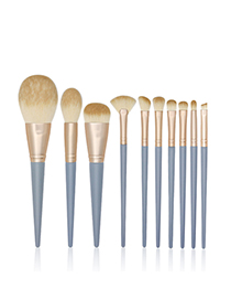 Fashion Blue Bridge Set Of 10 Nylon Hair Wooden Handle Makeup Brushes