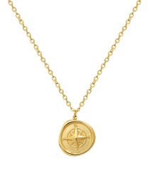 Fashion Golden Necklace Titanium Steel Special-shaped Round Brand Compass Necklace