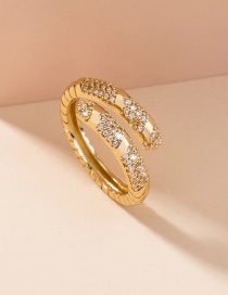 Fashion Gold Micro Zirconium Geometry Ring