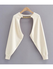 Fashion Apricot Pure Chain Knit Pullover Blouse