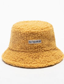 Fashion Yellow Lamb Wool Patch Fisherman Hat