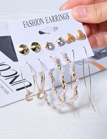Fashion 5# Geometric Pearl Thread Butterfly Star Moon Irregular Earring Set