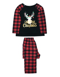 Fashion Black Mom Christmas Print Long-sleeved Trousers Pajama Set