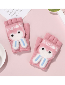 Fashion Light Pink Imitation Mink Velvet Bunny Clamshell Gloves