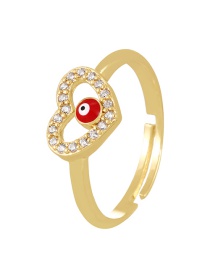 Fashion Red Bronze Zircon Drip Oil Love Ring
