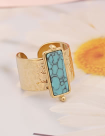 Fashion 3# Titanium Turquoise Geometric Ring