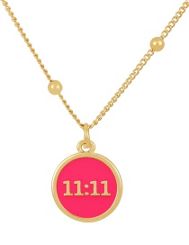 Fashion Red Copper Drip Oil Round Number 11:11 Pendant Bead Necklace