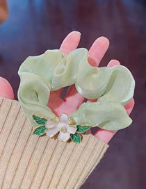 Fashion Green Geometric Floral Silk Crinkle Headband