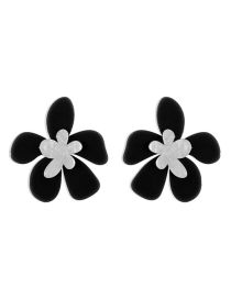 Fashion Black Acrylic Sheet Contrast Flower Stud Earrings