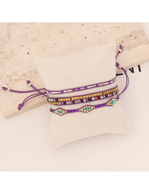 Fashion 7# Purple Geometric Beaded Beaded Braided Bracelet Set