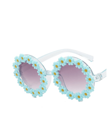 Fashion Clear Blue Daisy Round Sunglasses