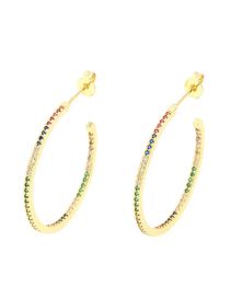 Fashion Color Brass Inset Zirconium Round Earrings