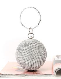 Fashion Silver Geometric Diamond Round Clutch