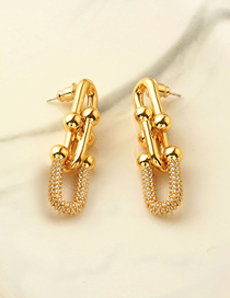 Fashion Gold Color Gold-plated Copper Chain Stud Earrings