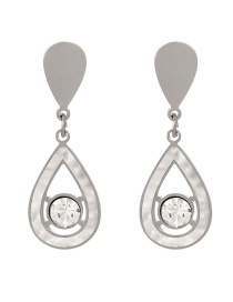 Fashion Silver+white Titanium Steel Inlaid Zirconium Drip Earrings