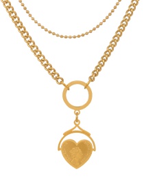 Fashion Gold Titanium Steel Double Layer Love Portrait Necklace
