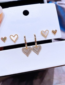 Fashion Gold Copper Inlaid Zirconium Geometric Love Earrings Set